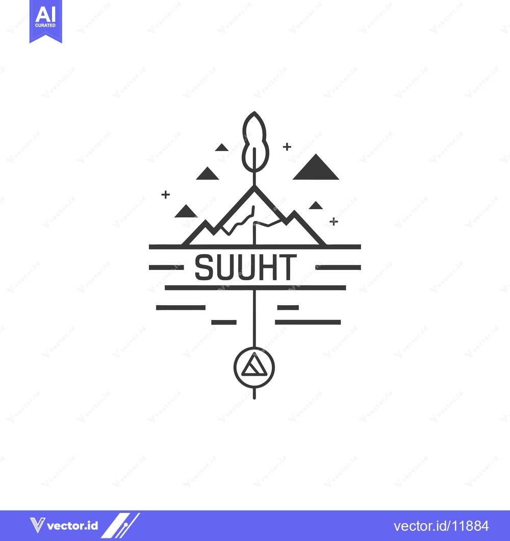 Premium Vector dari Abstract Mountain Landscape with Tree and Geometric Shapes