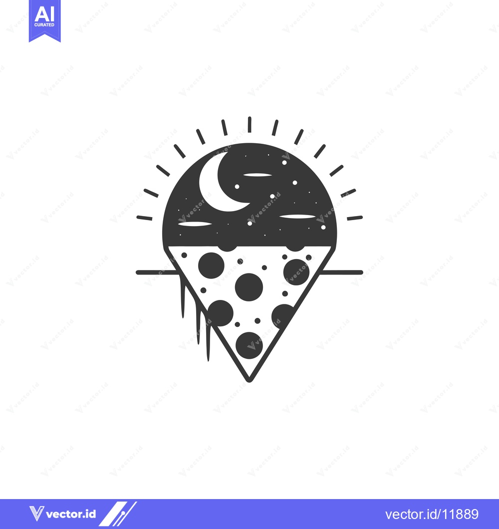 Premium Vector dari Abstract Night and Day Design with a Slice of Pizza