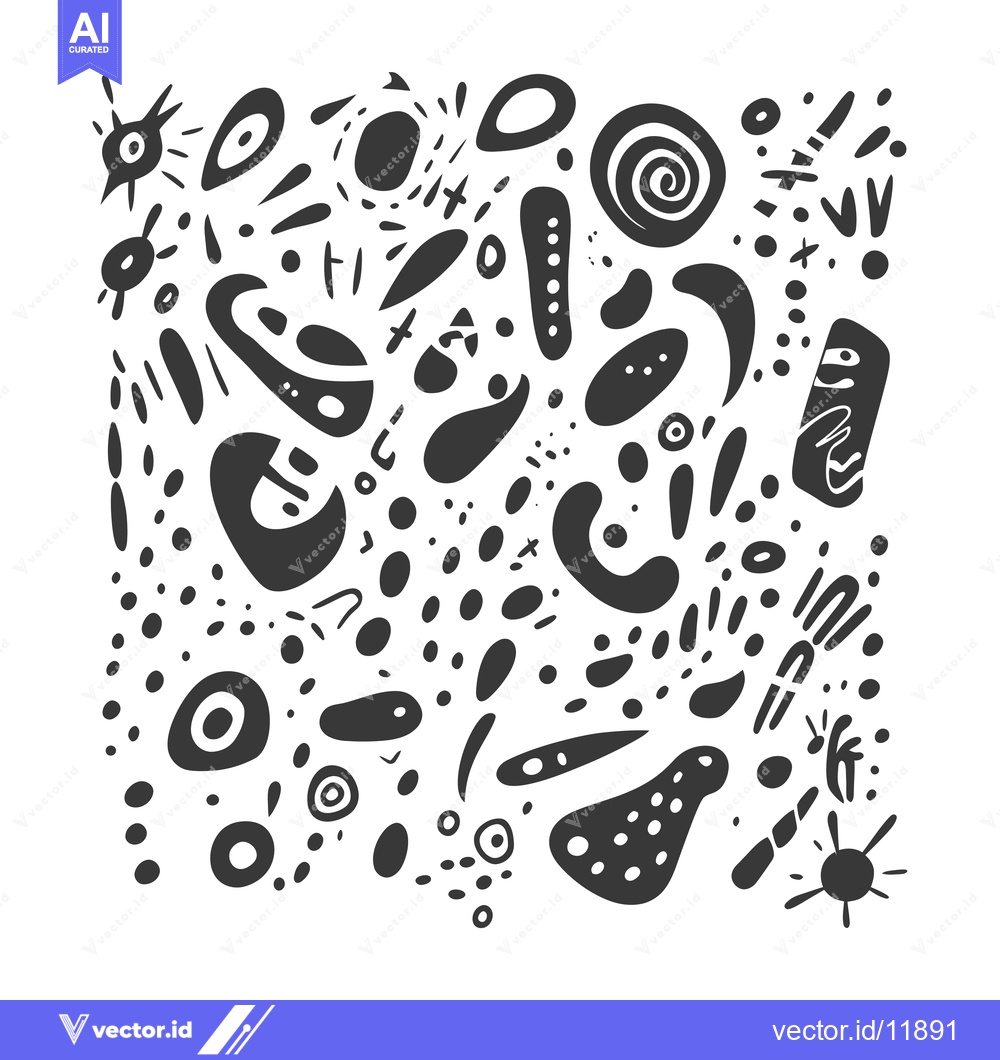Premium Vector dari Abstract Pattern of Black and White Hand-Drawn Shapes
