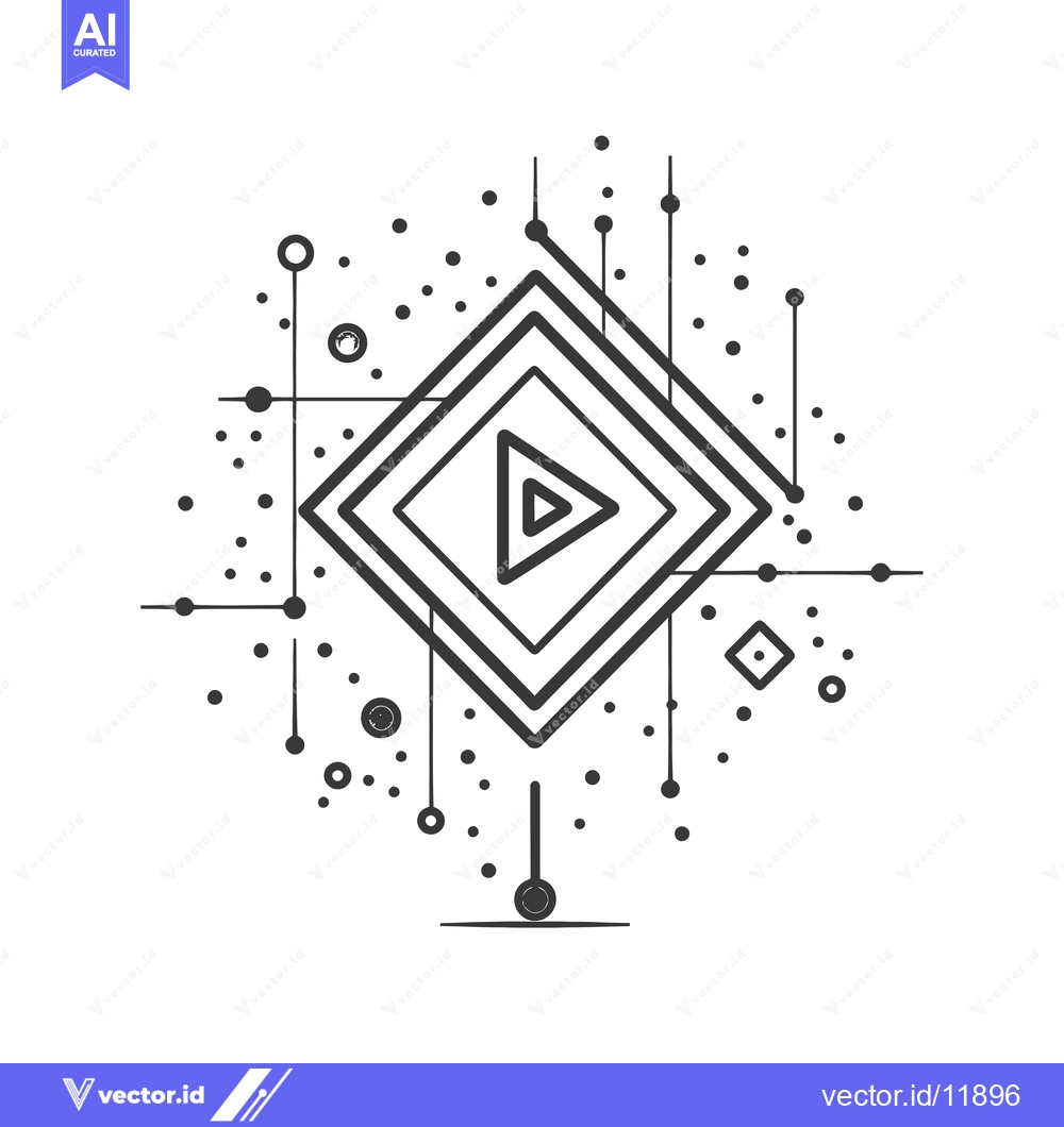 Premium Vector dari Abstract Play Button with Geometric Pattern and Dots
