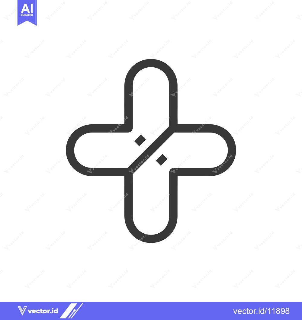 Premium Vector of Abstract Plus Symbol with Intersecting Lines