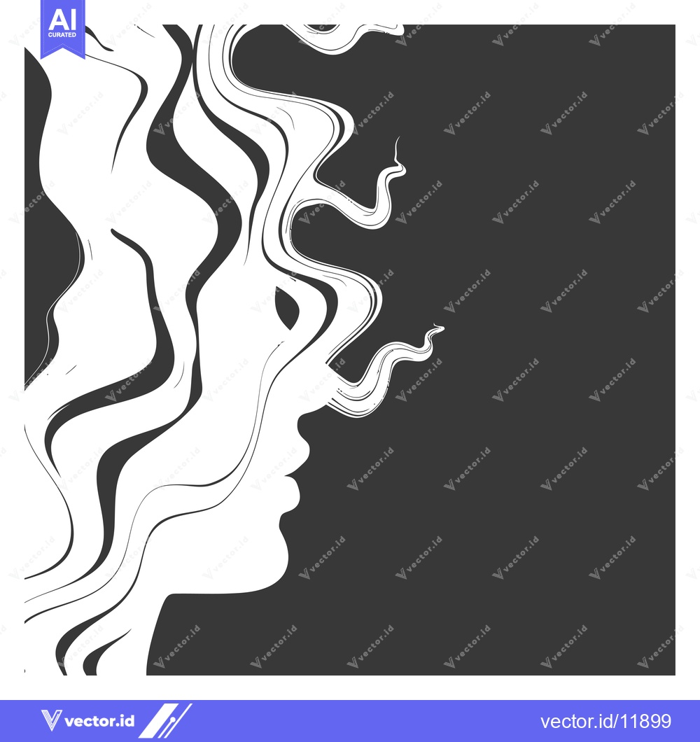 Premium Vector dari Abstract Profile of a Woman with Wavy Hair