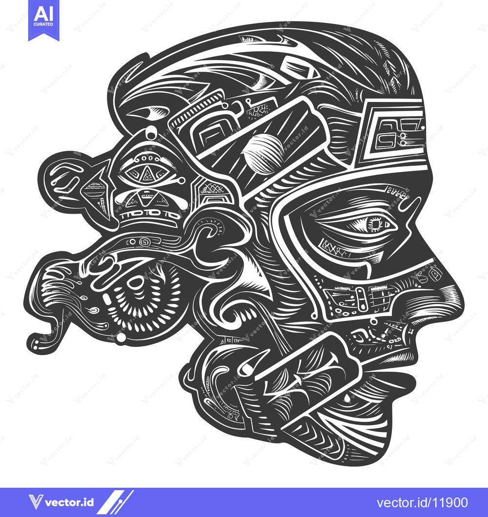 Premium Vector dari Abstract Profile Portrait with Intricate Design Elements