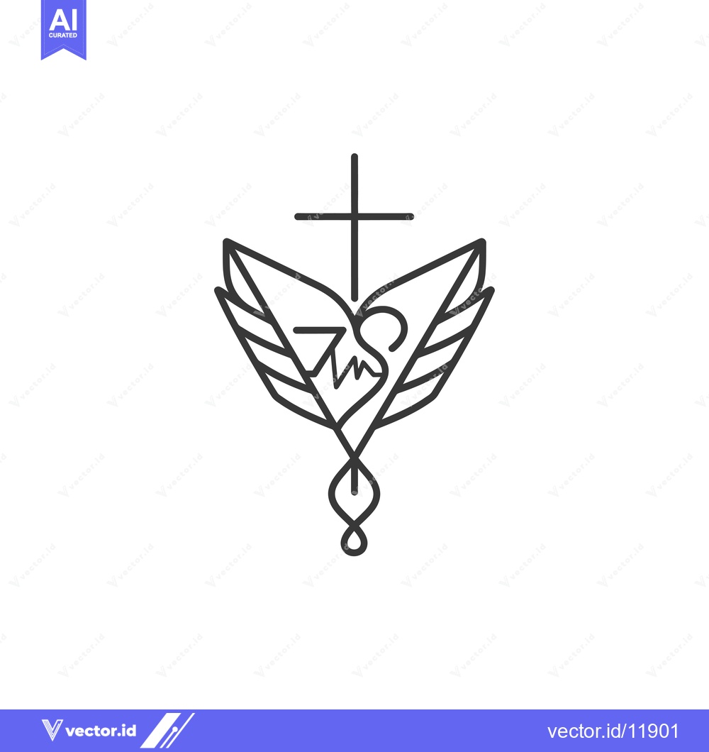 Premium Vector dari Abstract Religious Symbol with a Cross, Wings, and a Heart