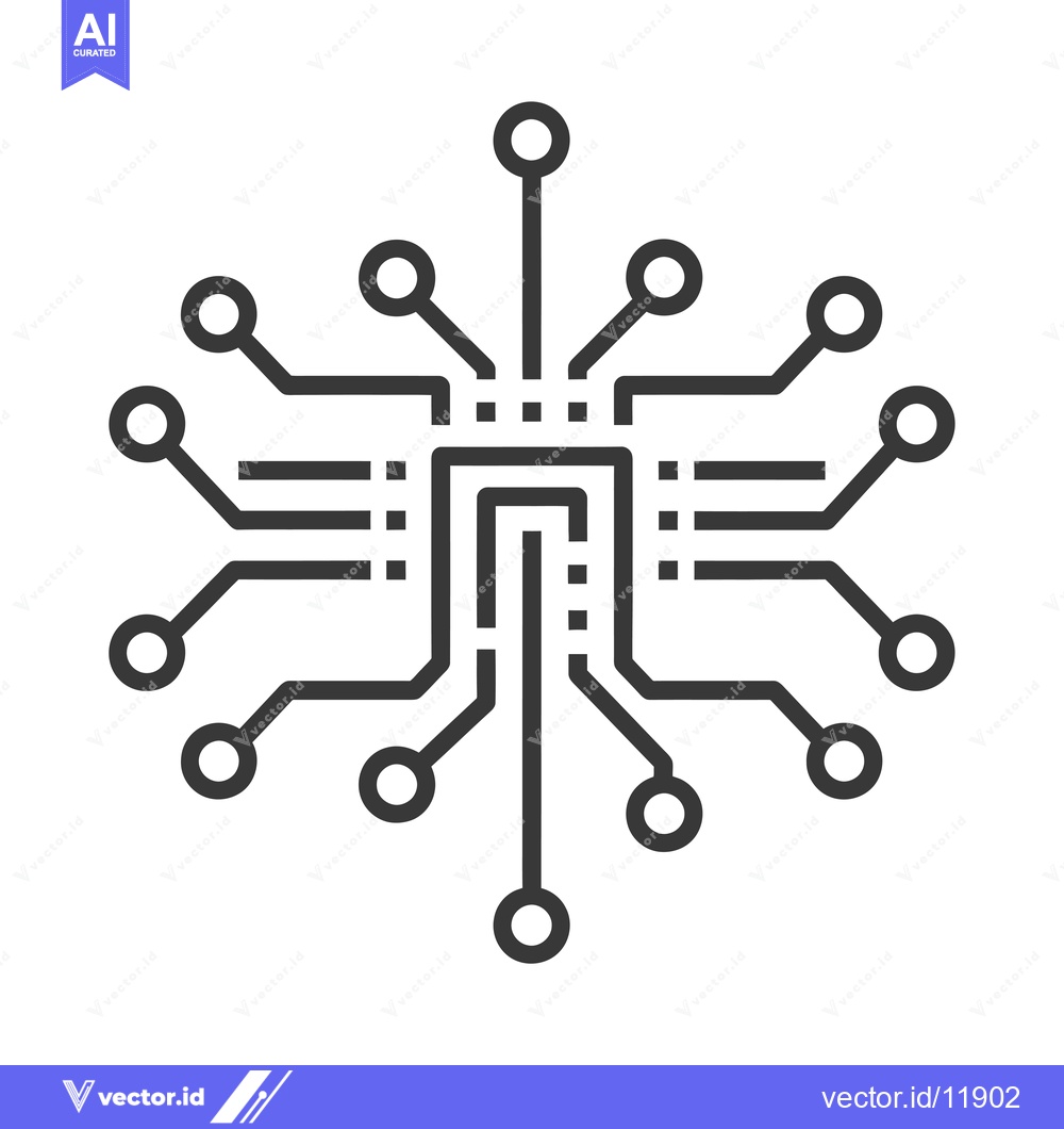 Premium Vector dari Abstract representation of a circuit board with connected nodes