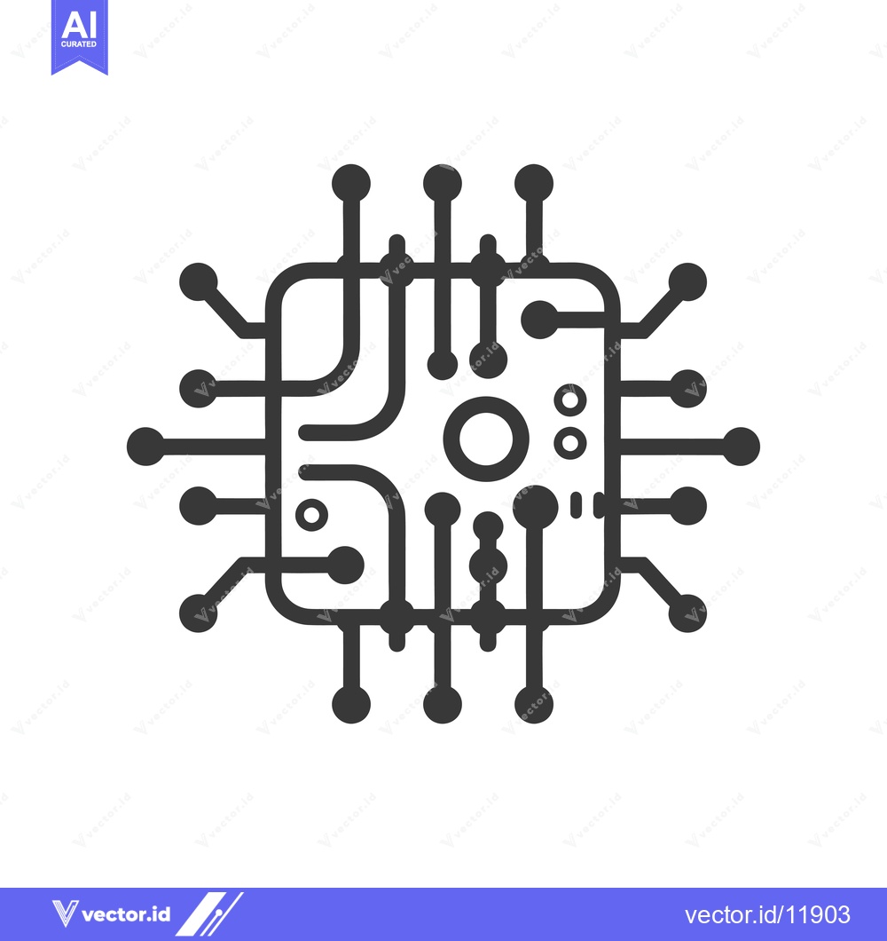 Premium Vector dari Abstract  representation of a computer chip with multiple connections