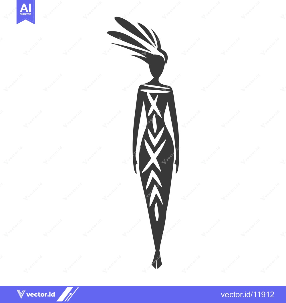 Premium Vector dari Abstract Silhouette of a Woman in a Patterned Dress