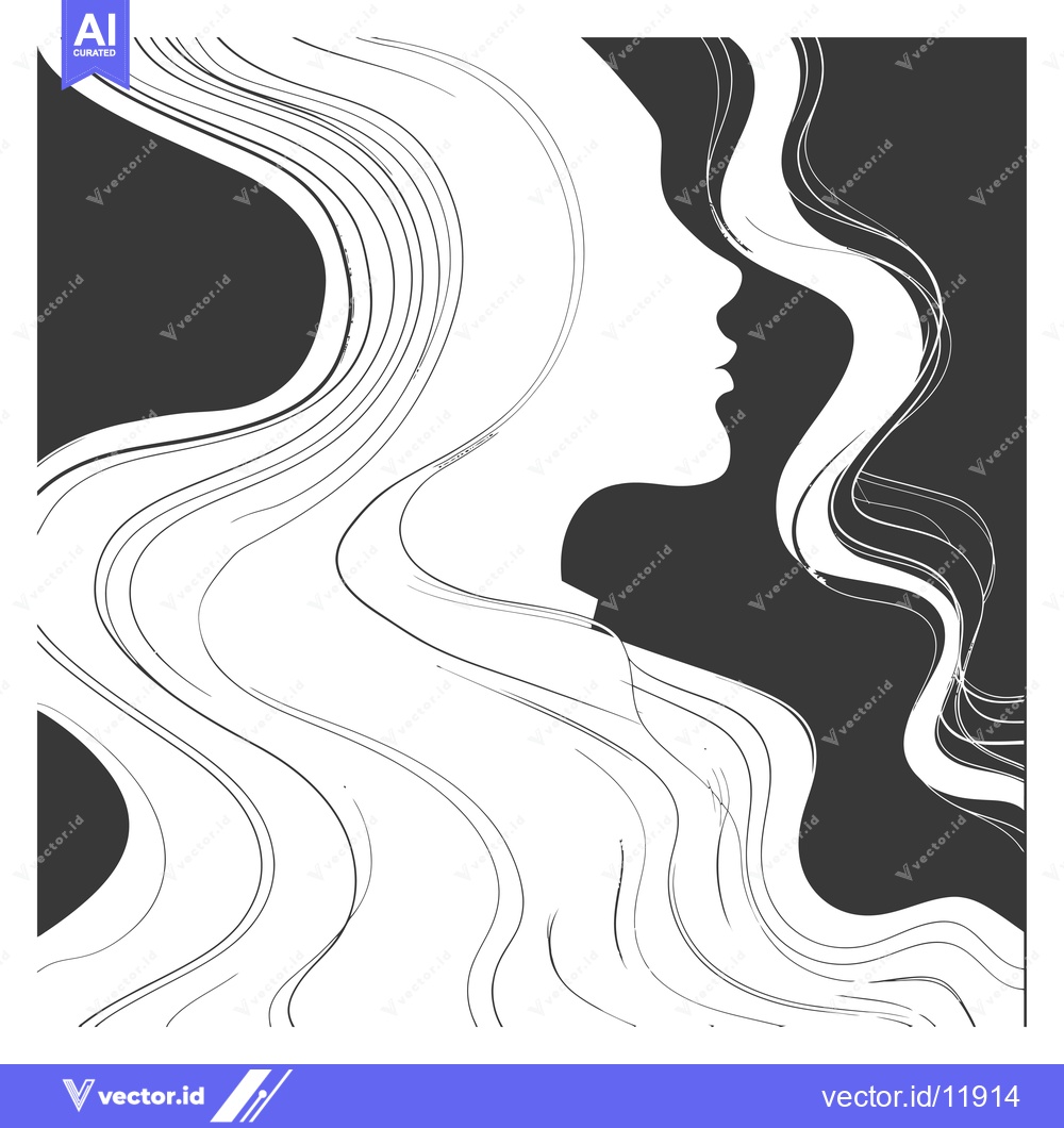 Premium Vector of Abstract Silhouette of a Woman's Profile with Flowing Hair