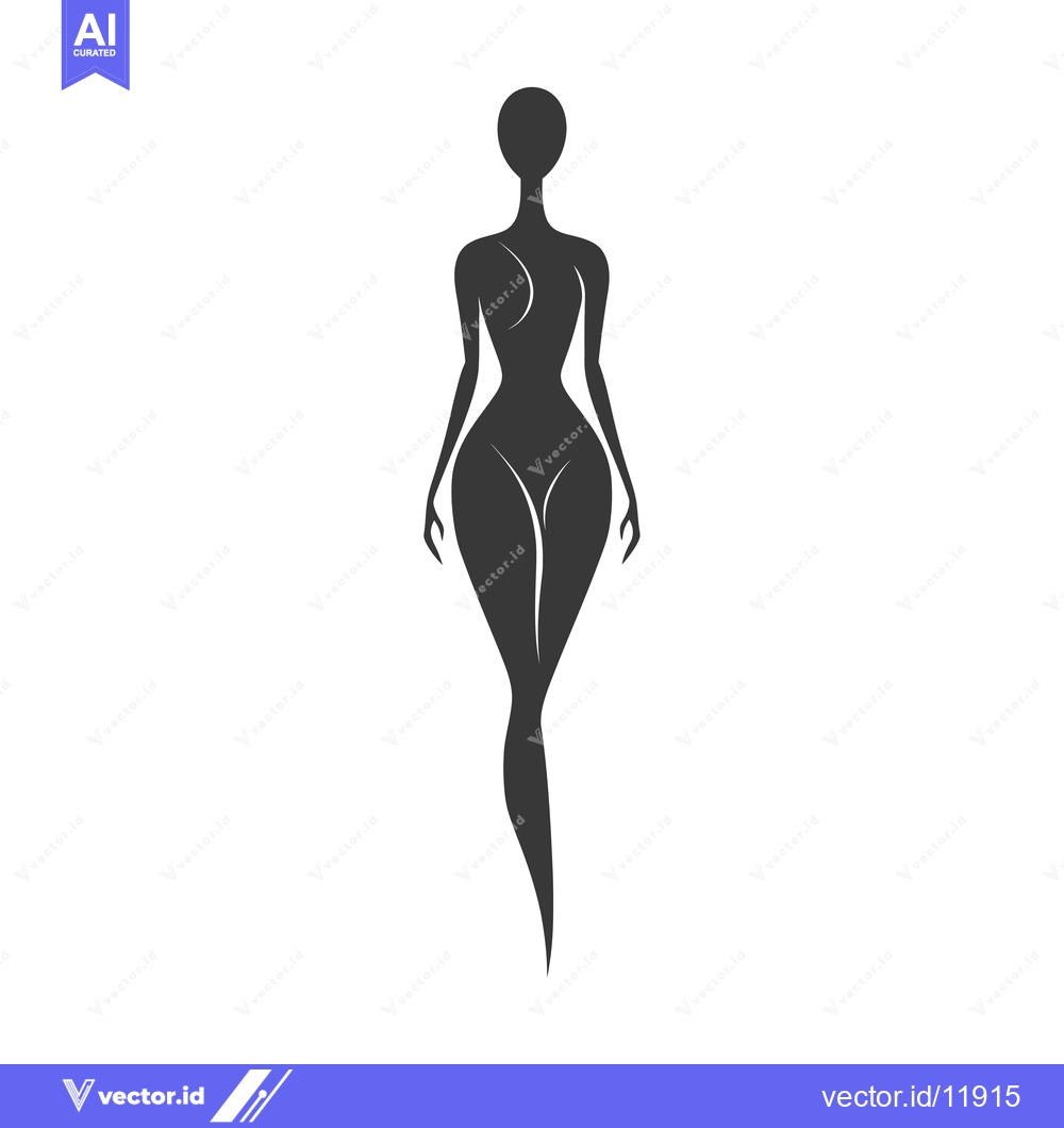Premium Vector dari Abstract Silhouette of a Woman Standing with a Curved Body Shape
