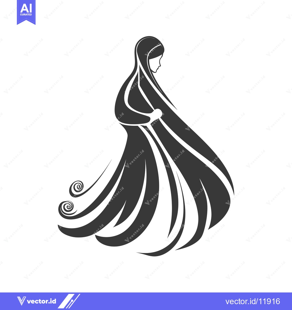Premium Vector dari Abstract Silhouette of a Woman Wearing a Hijab