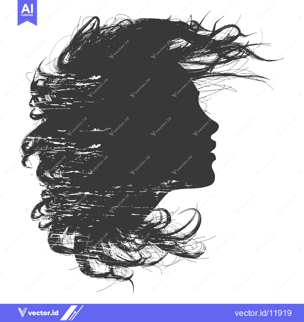 Premium Vector dari Abstract Silhouette of a Woman with Wavy Hair