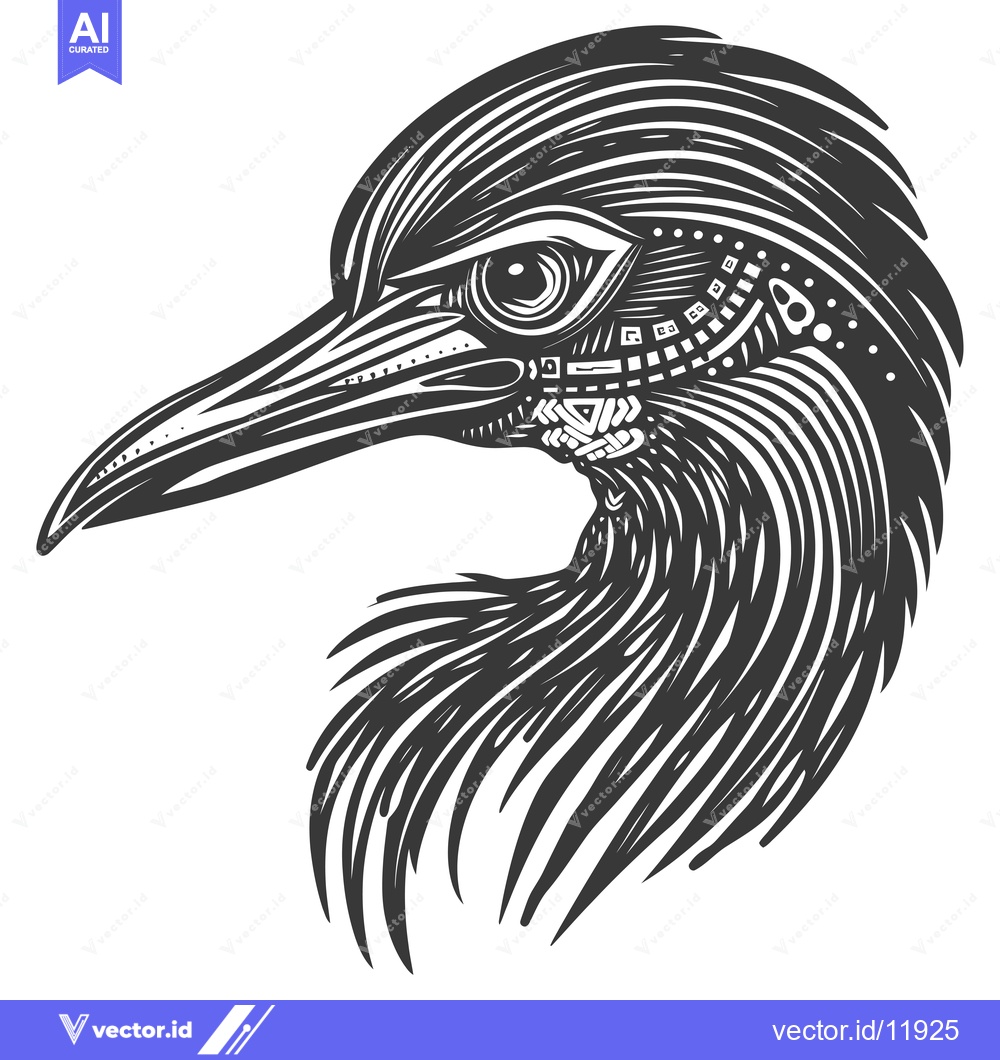 Premium Vector of Abstract Stylized Bird Head with Geometric Details