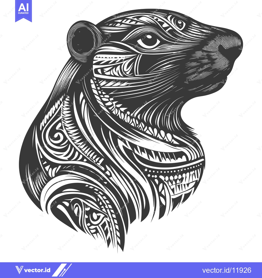 Premium Vector of Abstract Stylized Black and White Animal Portrait
