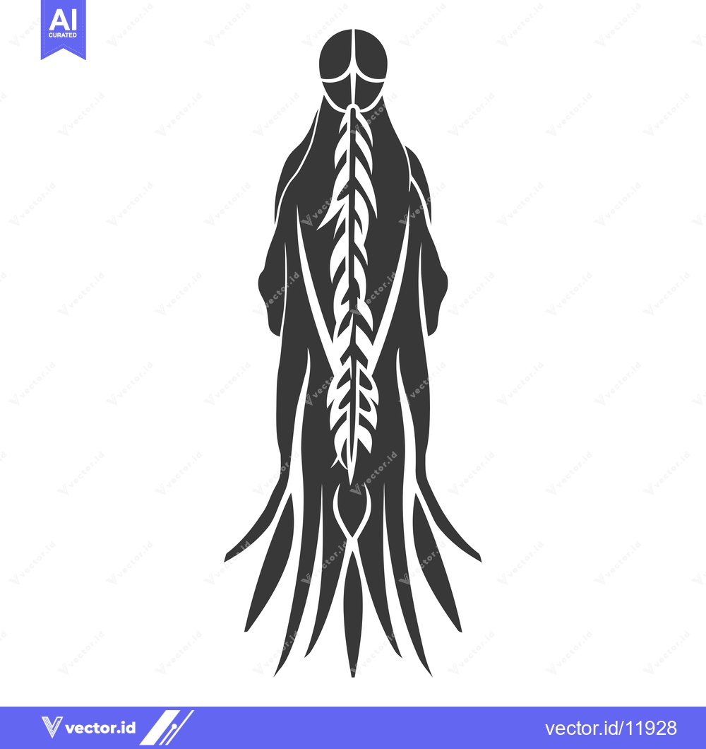 Premium Vector of Abstract Stylized Black and White Image of a Human Figure with Long Ha