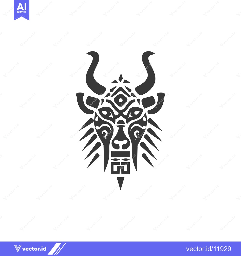 Premium Vector of Abstract Stylized Bull Head with Horns and Geometric Patterns