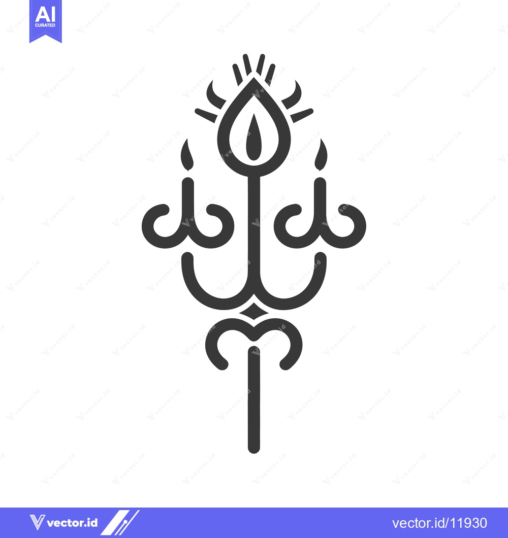 Premium Vector of Abstract stylized candlestick with three flames and ornate details
