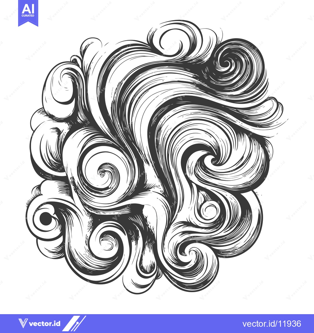 Premium Vector dari Abstract Swirling Black and White Design with Interconnected Spirals