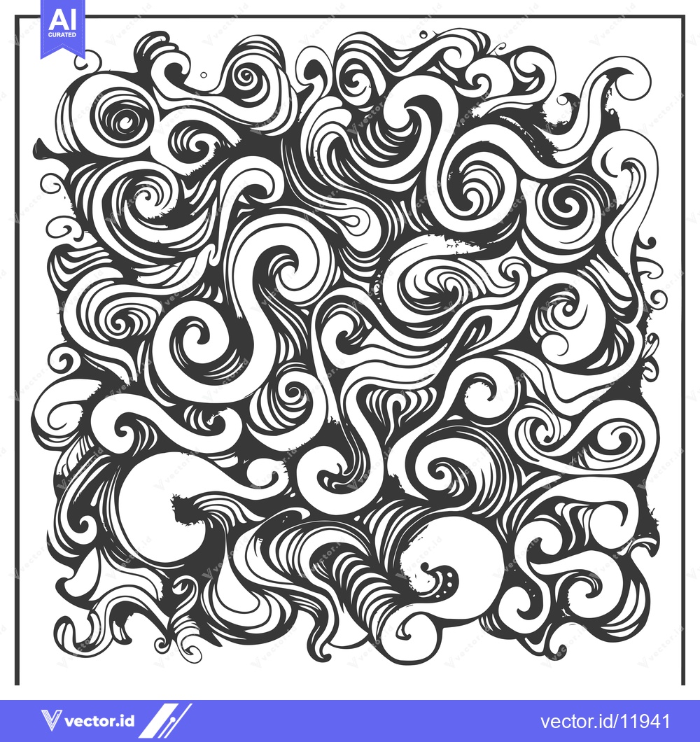 Premium Vector dari Abstract Swirling Pattern with Intertwined Curls and Spirals