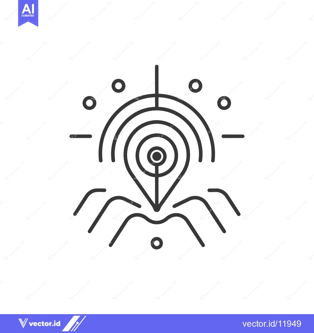 Premium Vector dari Abstract Symbol with Central Pinpoint and Surrounding Shapes
