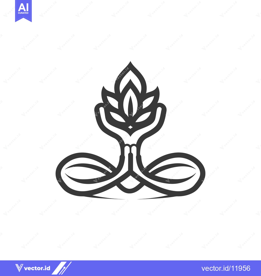 Premium Vector dari Abstract symbol with stylized hands and plant motif