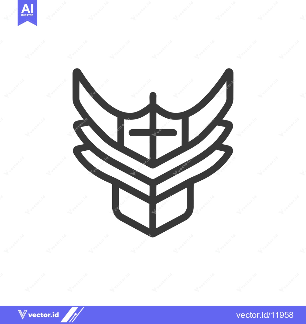Premium Vector of Abstract Symbol with Wings and Cross