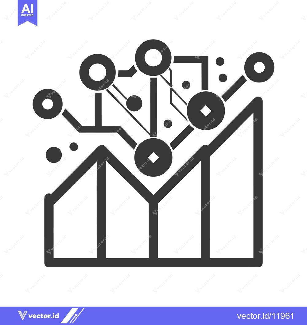 Premium Vector of Abstract Technology Diagram with Connected Circles and Bar Graph