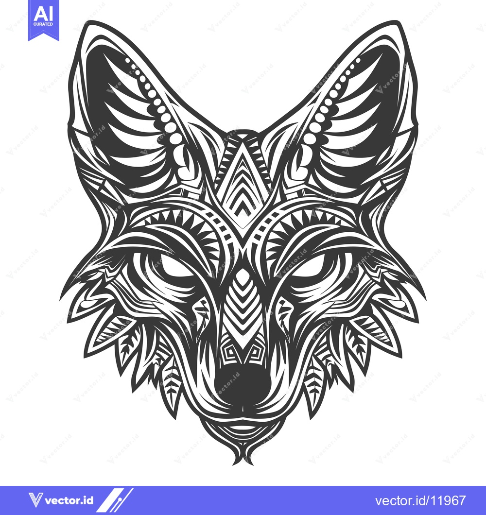 Premium Vector of Abstract Tribal Design of a Fox Head