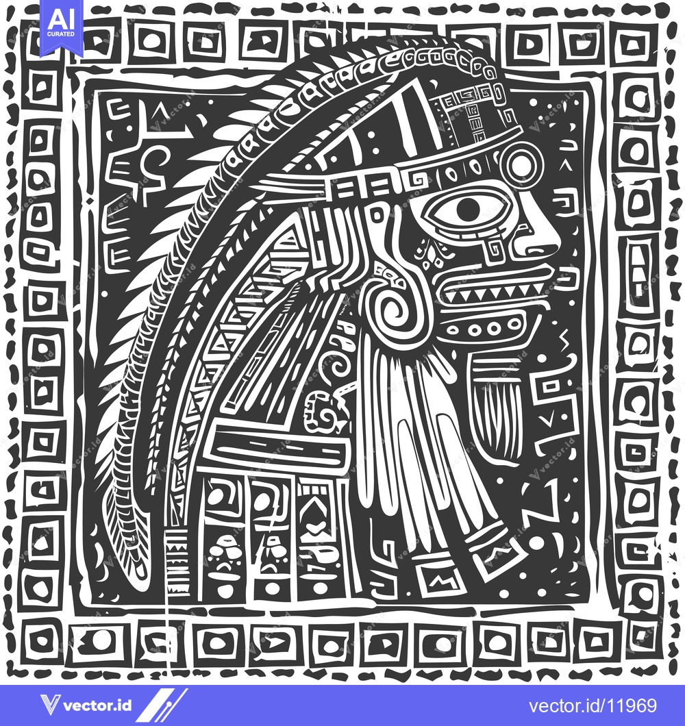 Premium Vector of Abstract Tribal Mask with Geometric Patterns
