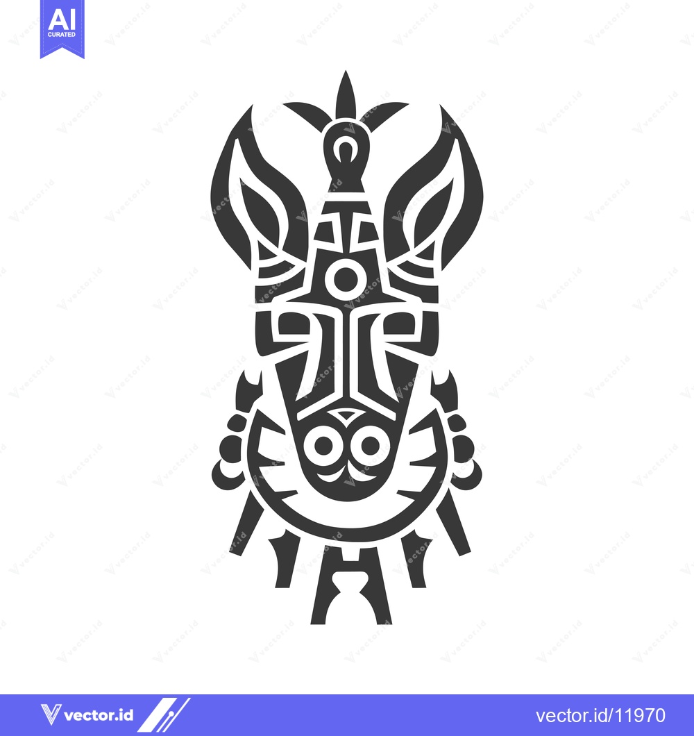 Premium Vector dari Abstract tribal mask with intricate geometric patterns