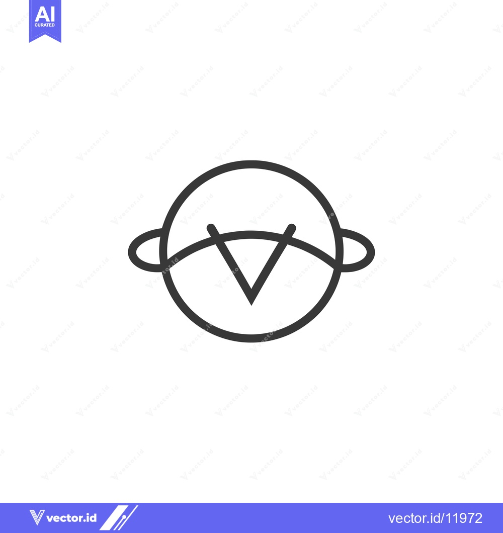 Premium Vector dari Abstract V-shaped symbol within a circle and two outer semi-circles
