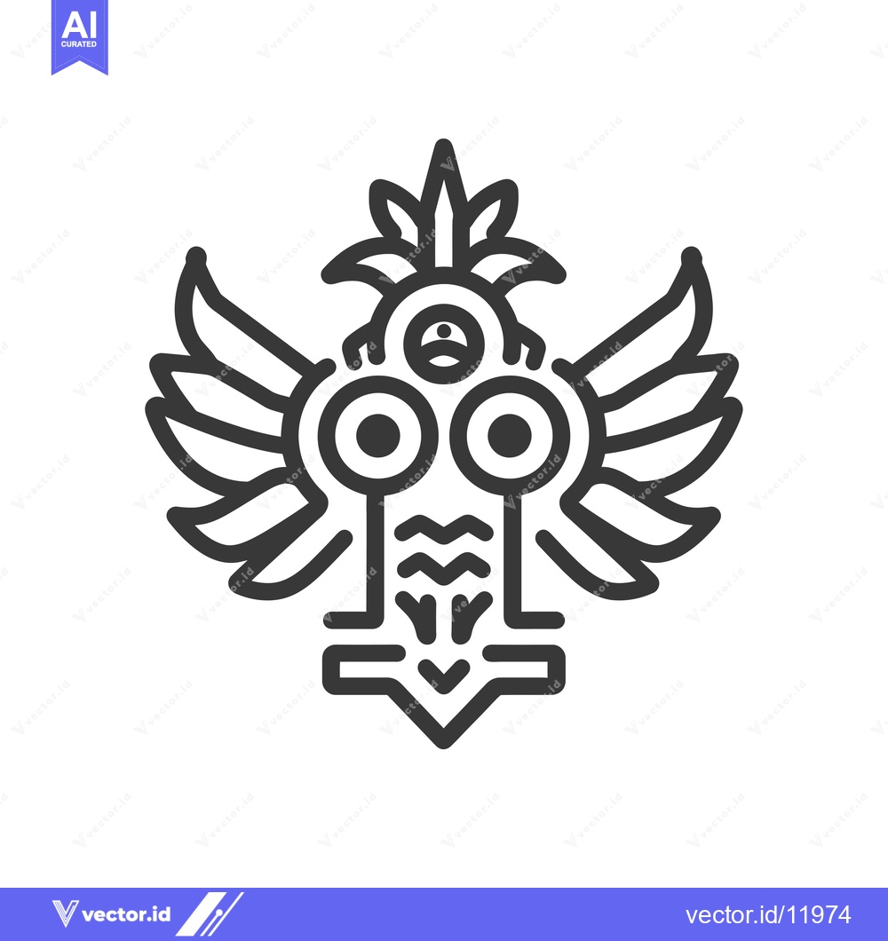 Premium Vector of Abstract winged creature with three eyes and a crown