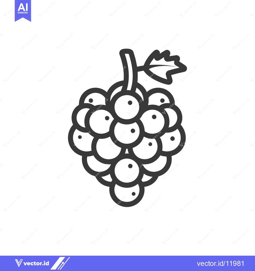 Premium Vector dari A Bunch of Grapes with a Leaf and Stem