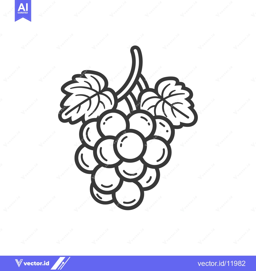 Premium Vector dari A Bunch of Grapes with Leaves on a Vine