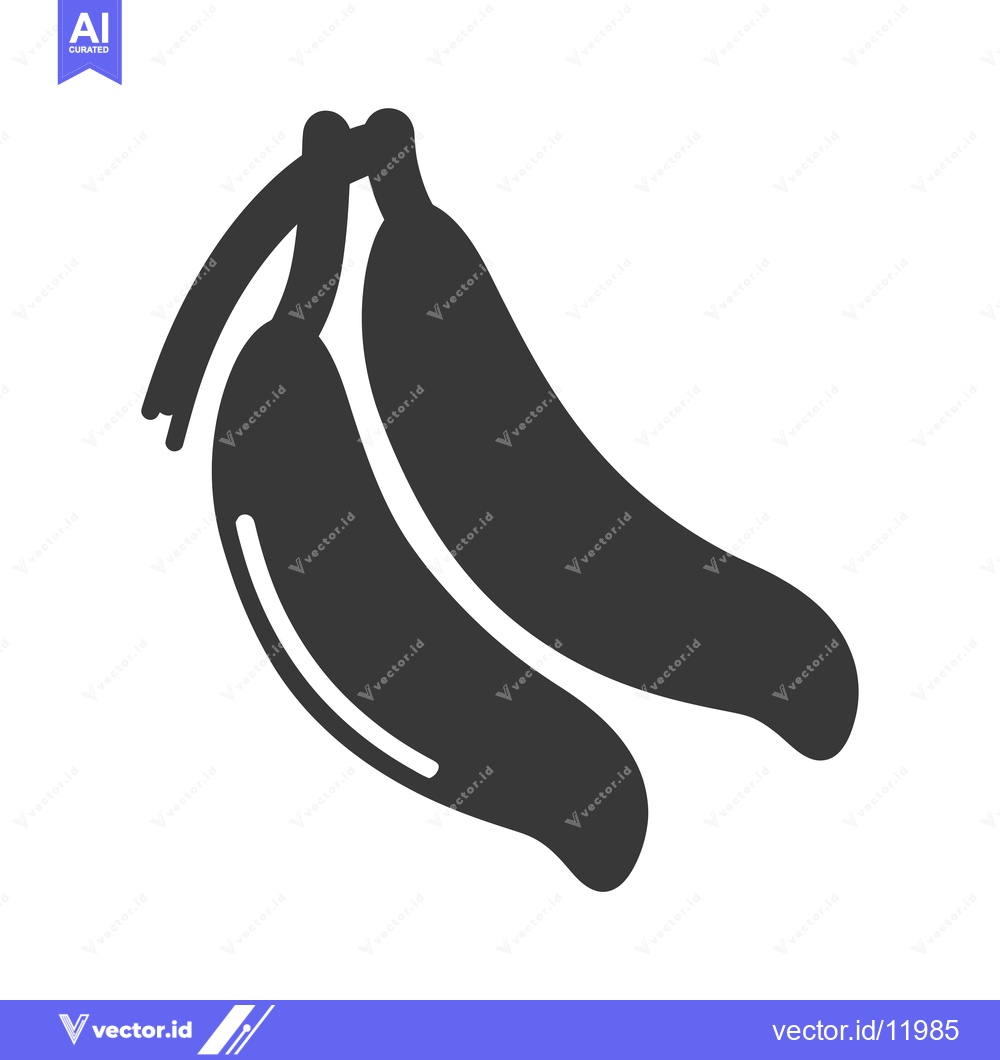 Premium Vector of A Bunch of Two Curved Black Bananas