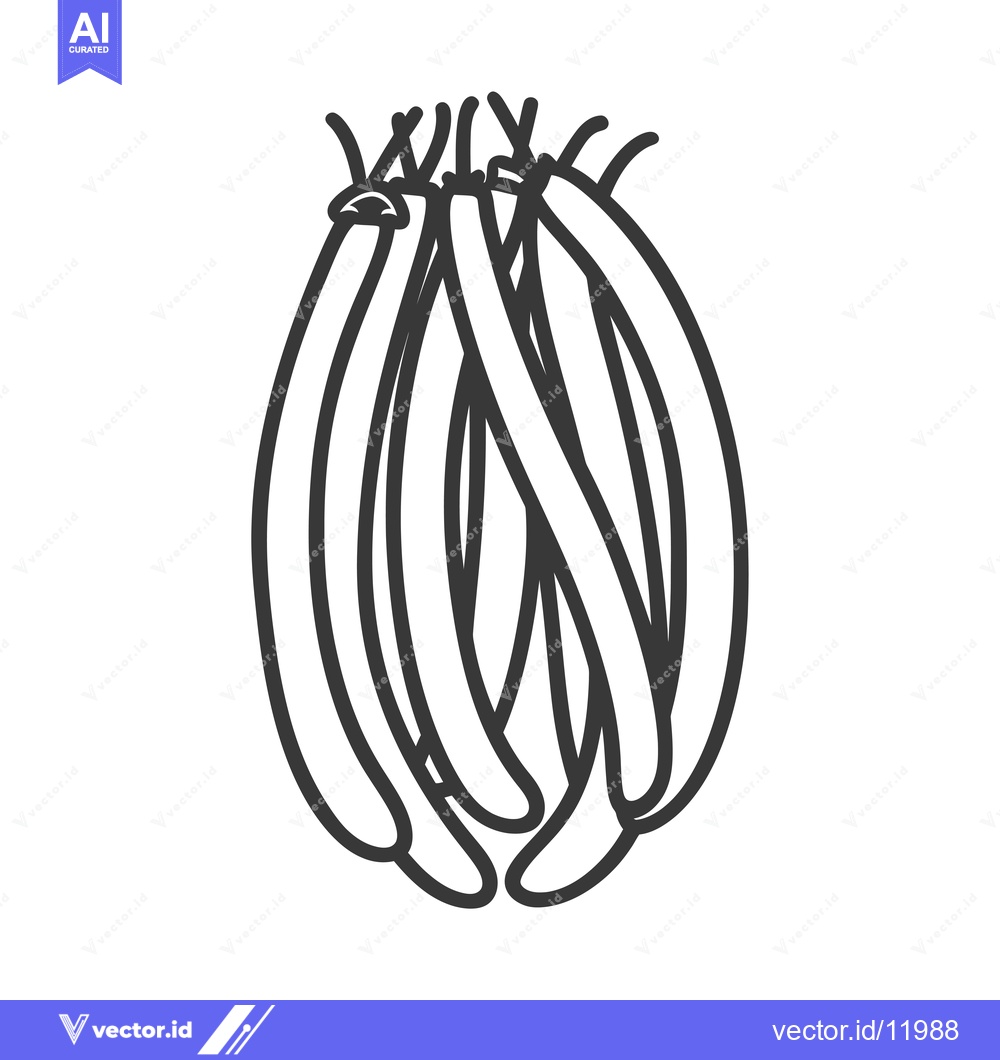 Premium Vector dari A bundle of green beans with the tops cut off