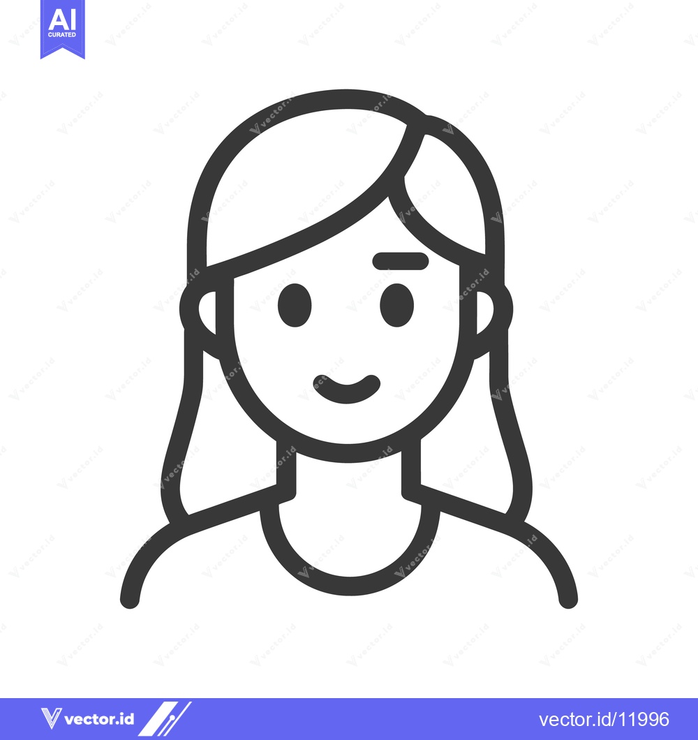 Premium Vector dari A simple black and white illustration of a smiling woman