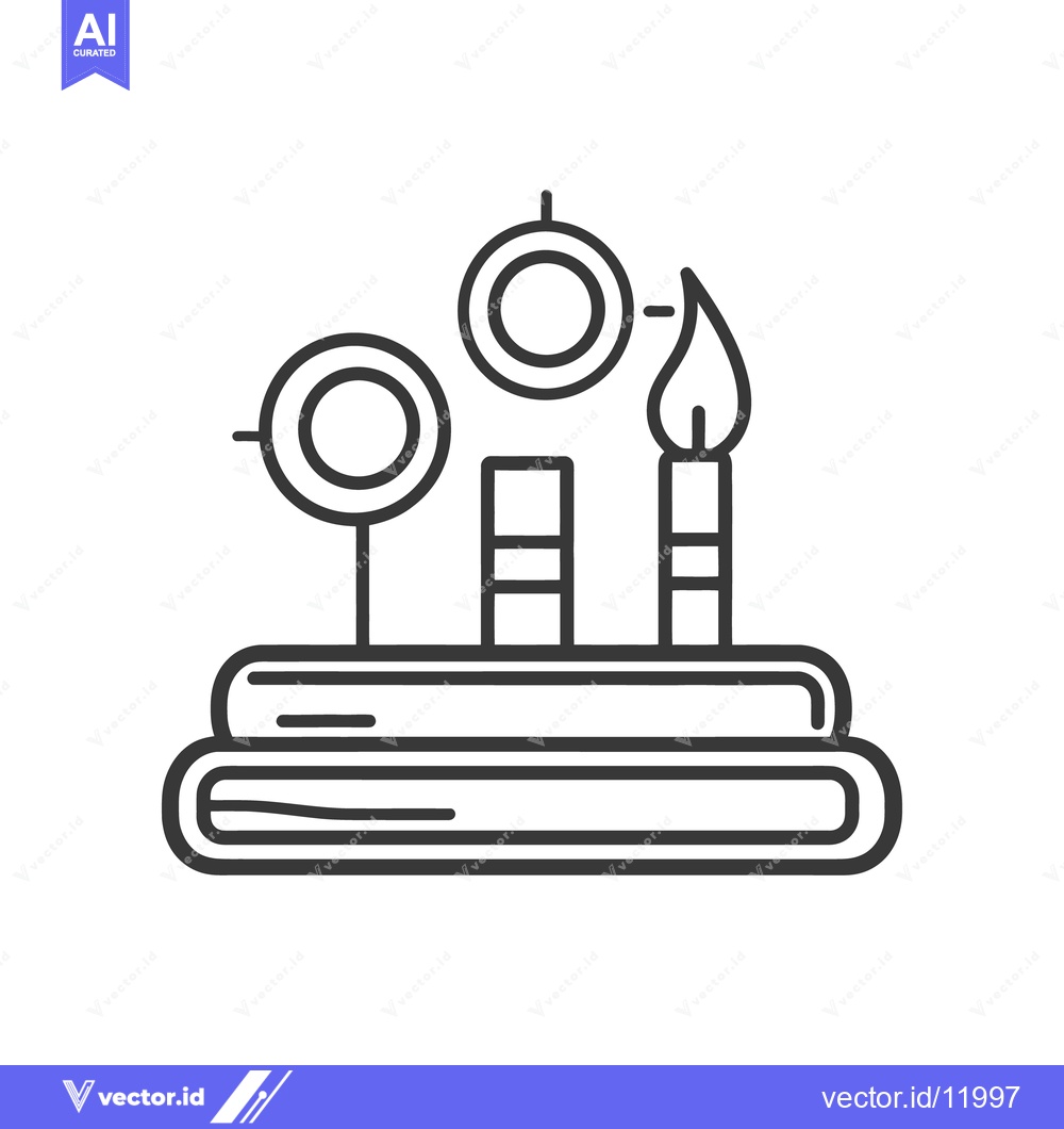 Premium Vector dari A simple line art illustration depicts a celebratory cake