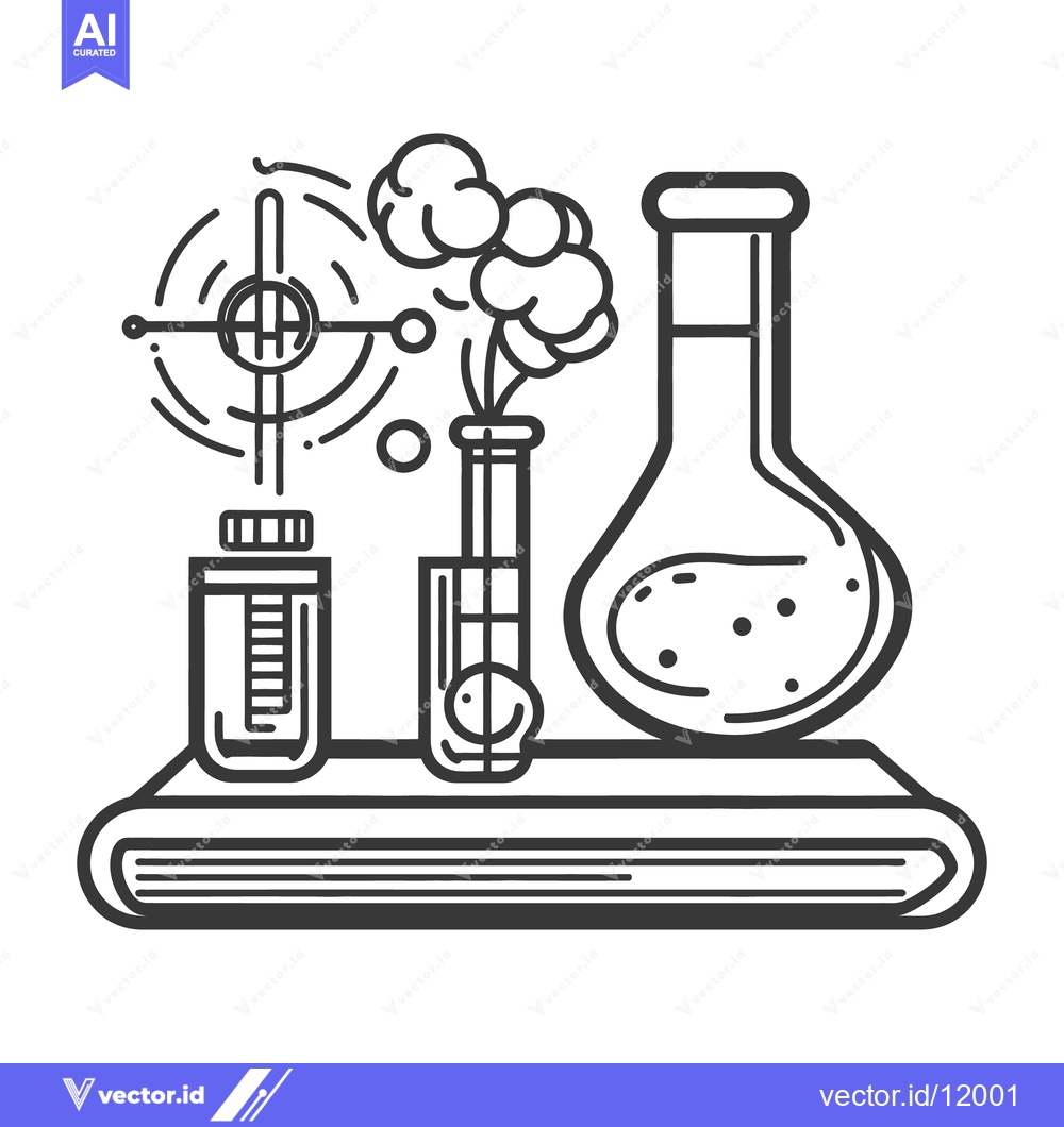 Premium Vector of Illustrations of science experiment equipment showing chemical process