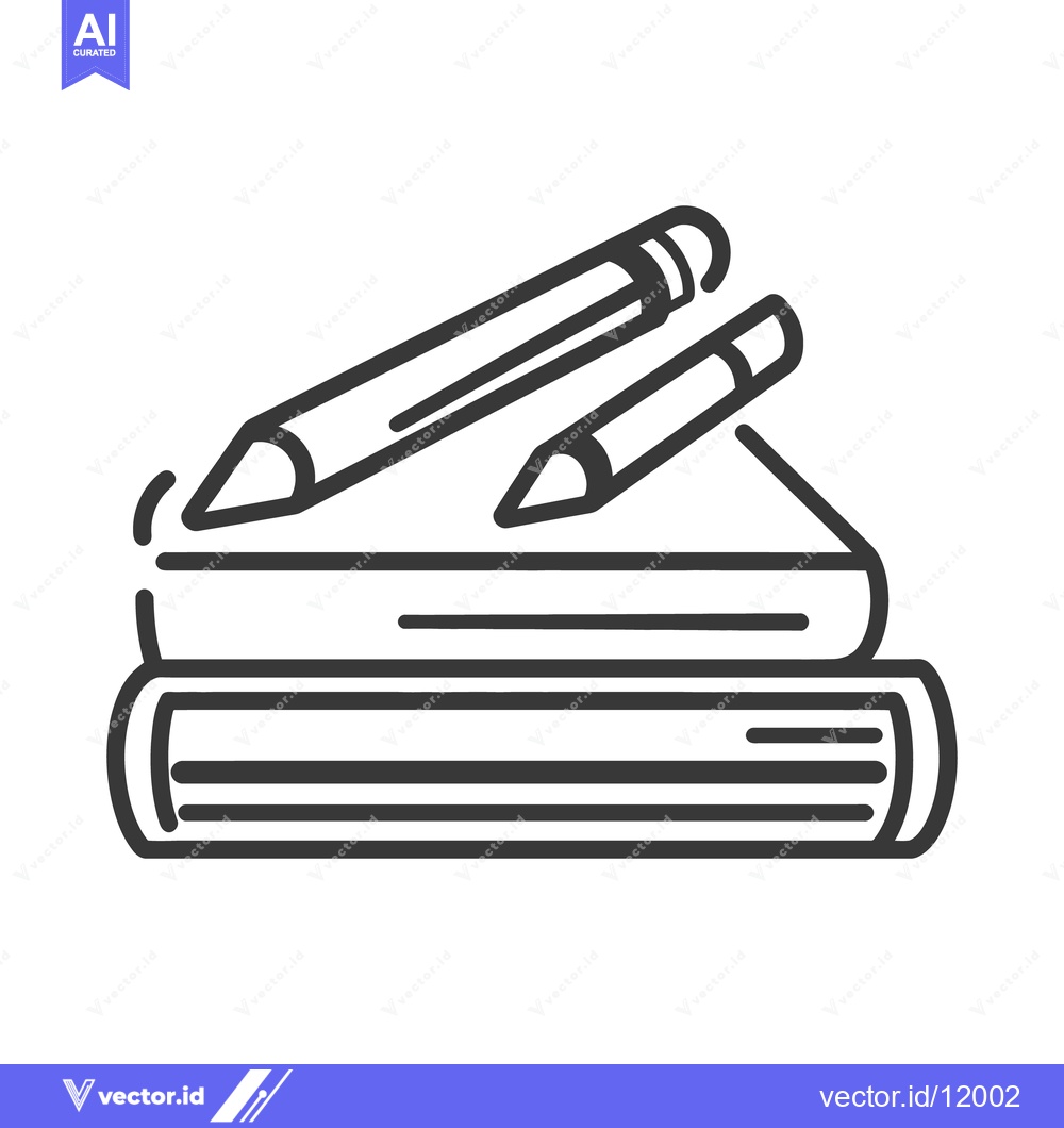 Premium Vector dari Two Pencils Rest On Top Of A Stack Of Books