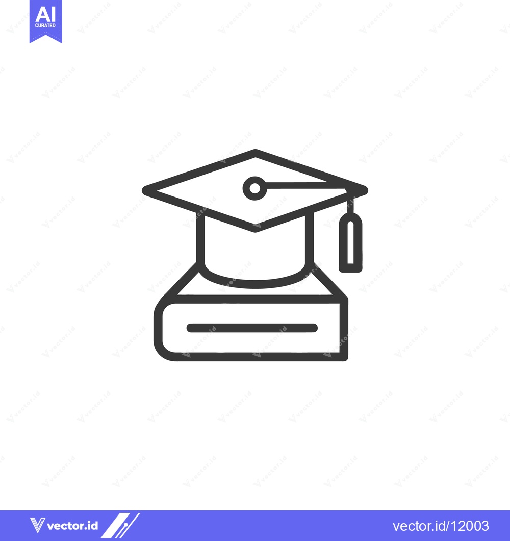Premium Vector dari A minimalist line drawing of a graduation cap on a book