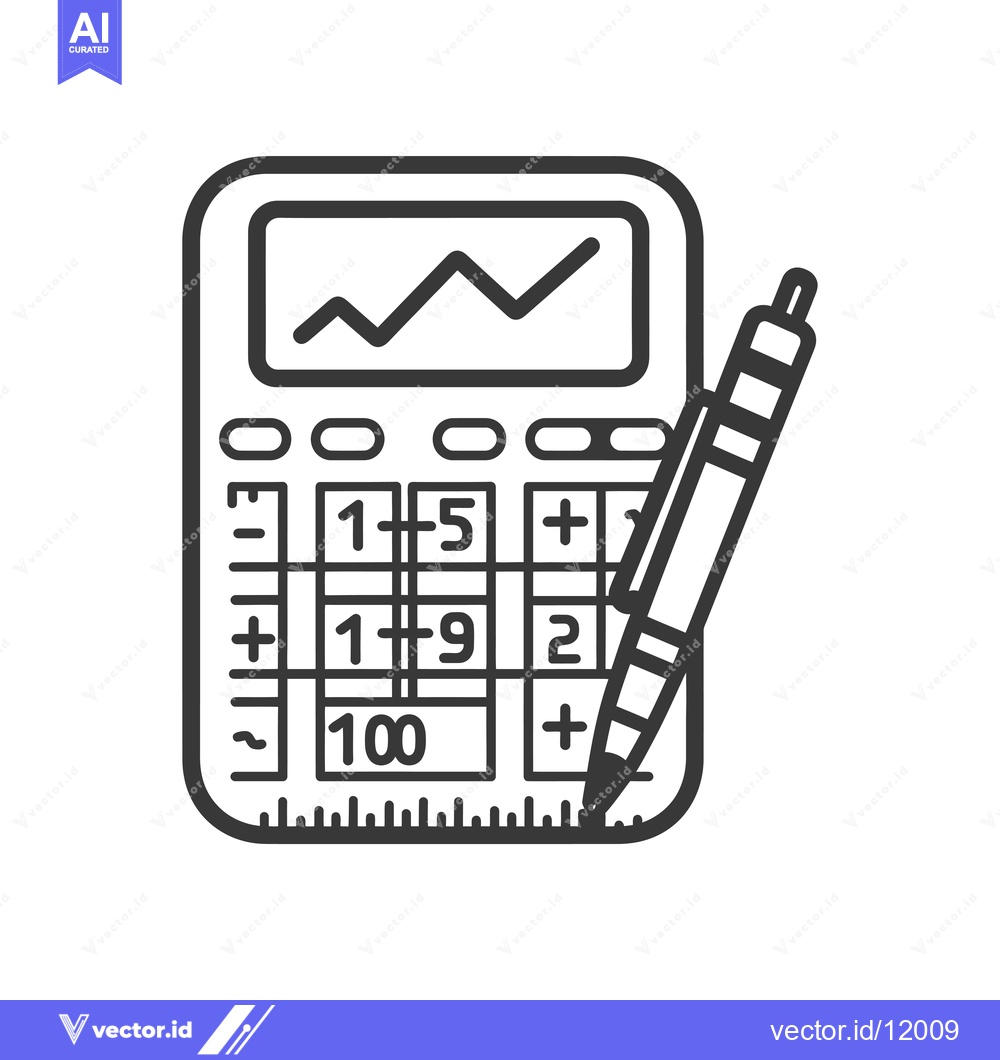 Premium Vector dari A calculator with a rising line graph and a pen