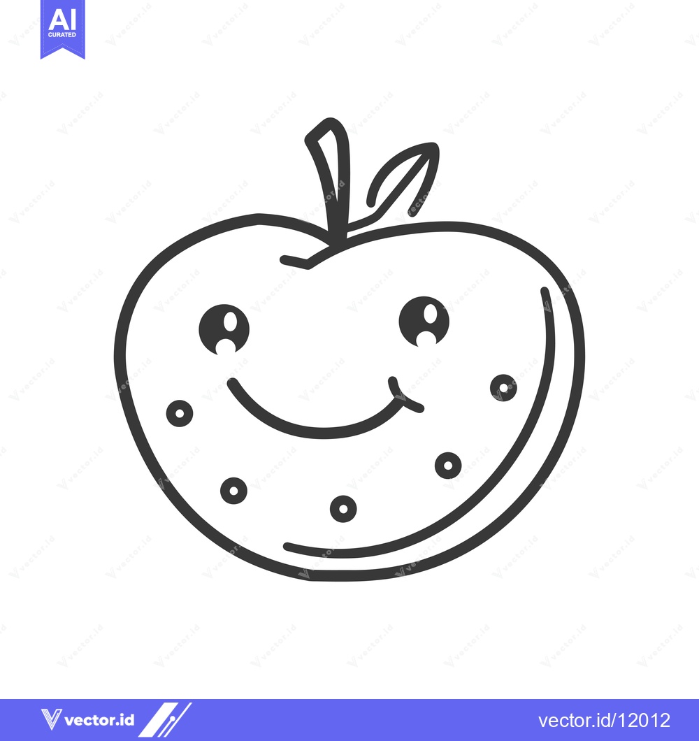 Premium Vector dari A Cartoon Apple with a Smiling Face and a Stem