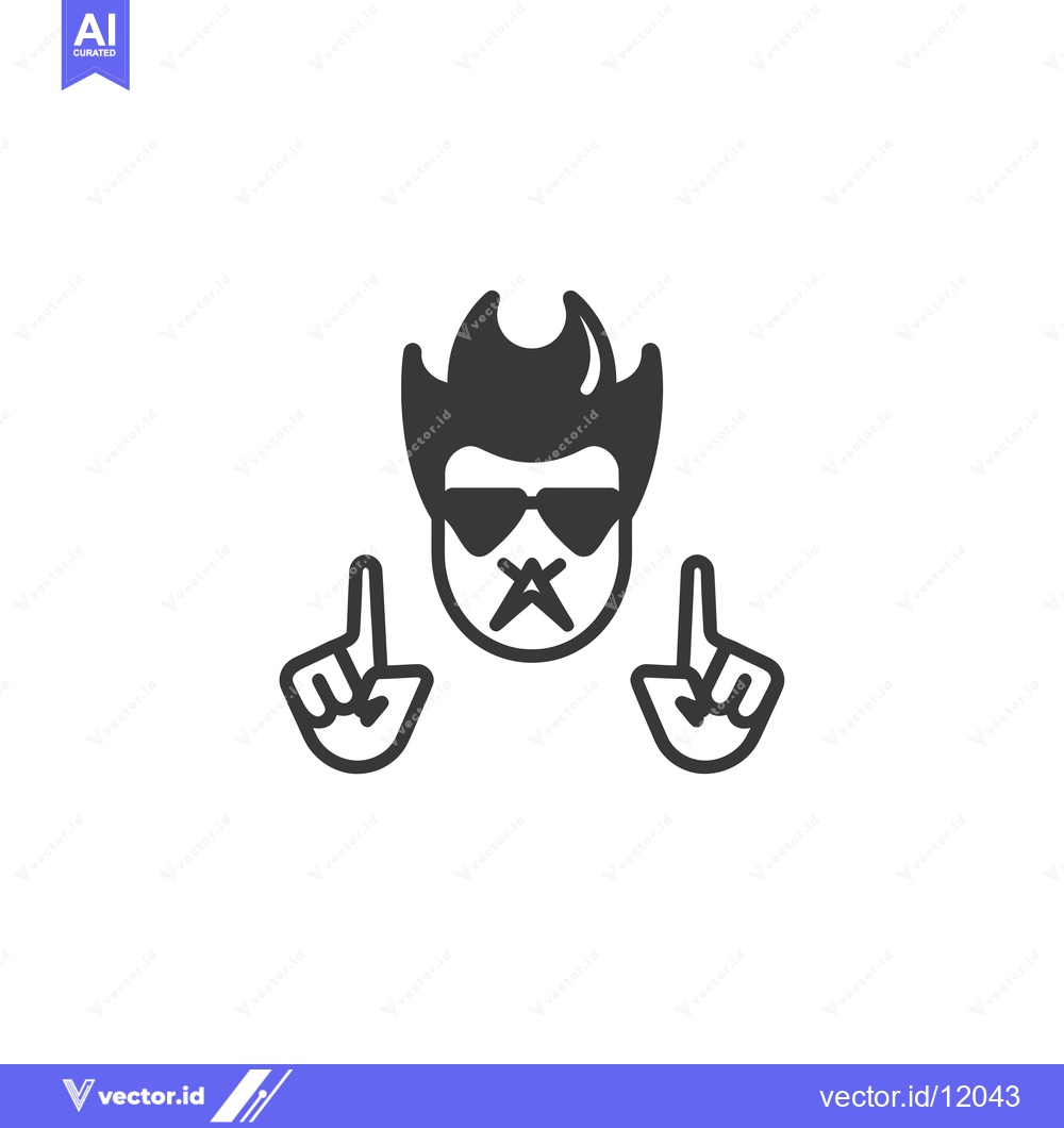 Premium Vector of A cartoon character wearing sunglasses, a hat, and tape over his mouth