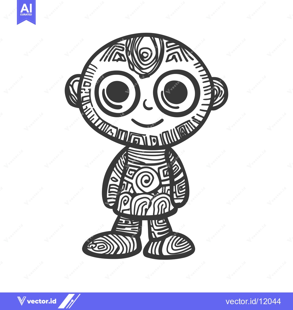 Premium Vector of A cartoon character with a big smile, large eyes, and a patterned body
