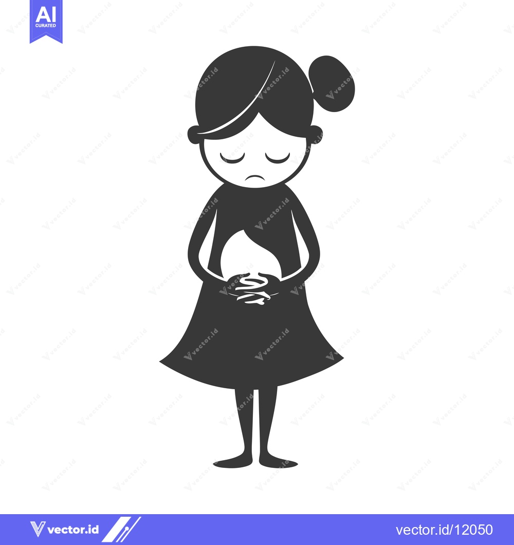 Premium Vector dari A cartoon depiction of a pregnant woman with a sad expression