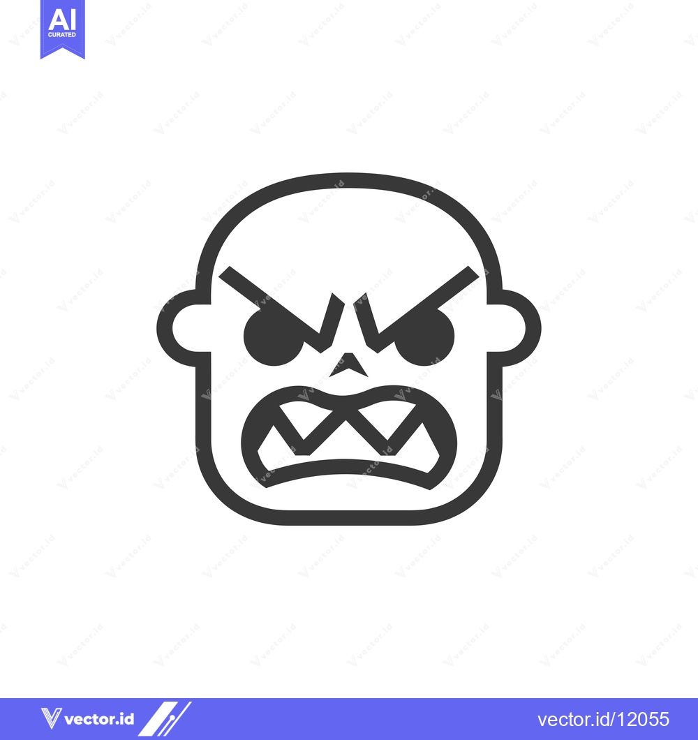 Premium Vector dari A cartoon face with an angry expression.
