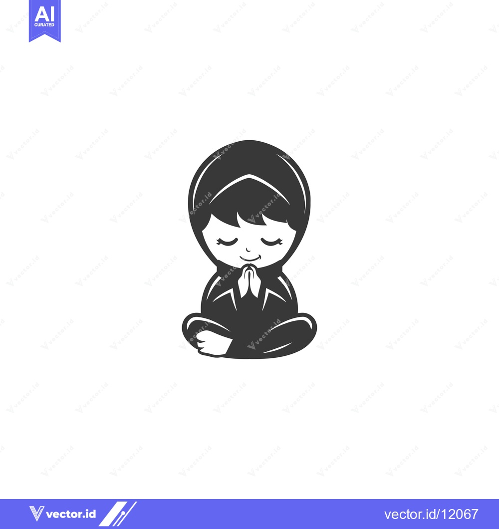Premium Vector dari A Cartoon Girl Sitting In Meditation With Her Eyes Closed