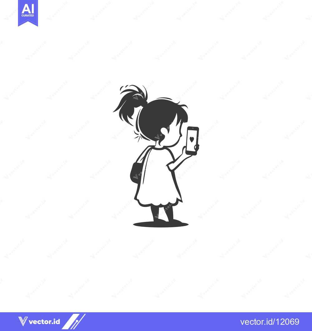 Premium Vector dari A Cartoon Girl Taking A Selfie With A Heart On Her Phone