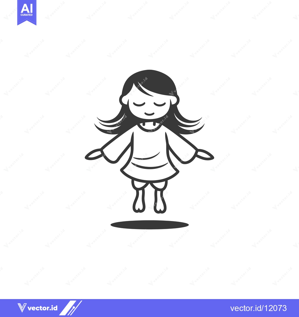 Premium Vector of A Cartoon Girl with Closed Eyes Leaning Backwards While Floating