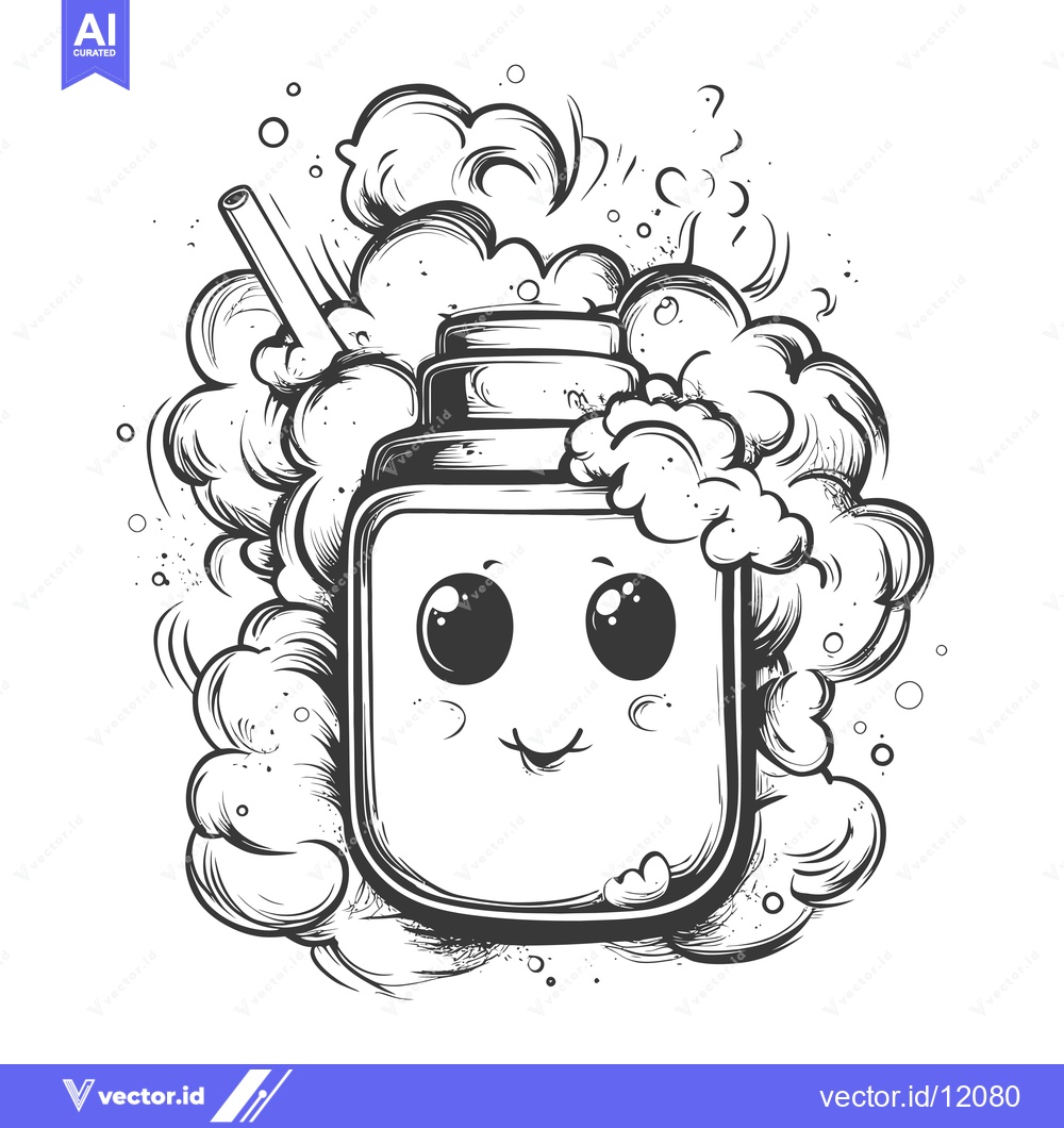 Premium Vector dari A Cartoon Illustration of a Jar with a Straw and Bubbles
